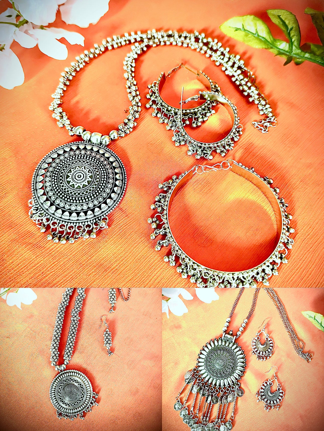 Artistic Oxidized Long Mandela Necklace sets - Femantraa