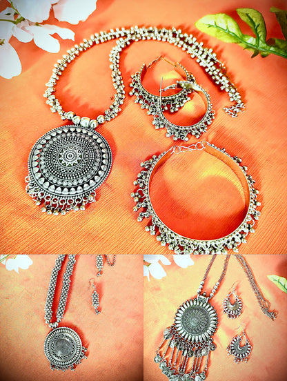 Artistic Oxidized Long Mandela Necklace sets - Femantraa