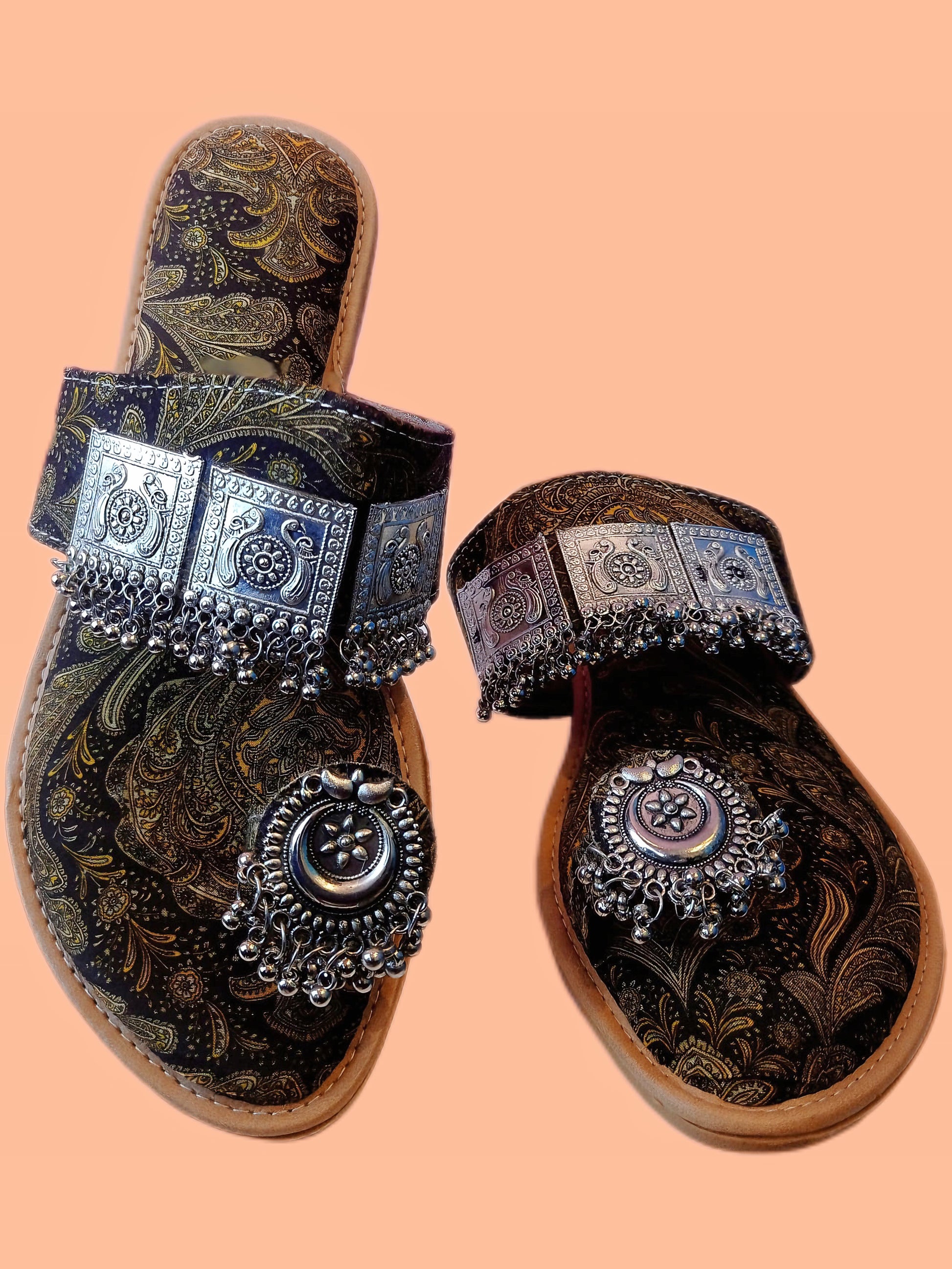 Summer Boho Oxidized Slip-On Sandals: Effortless Chic - Femantraa