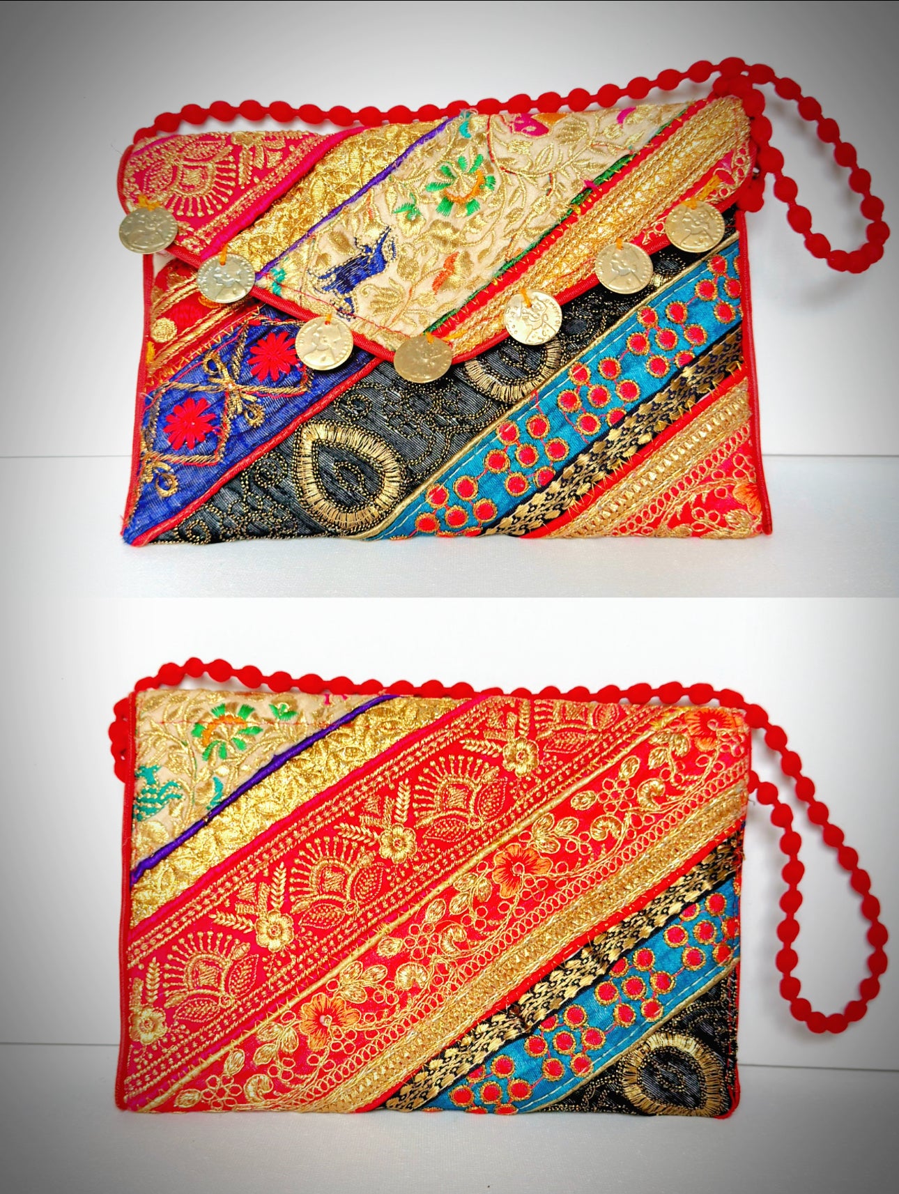 Boho Ethnic Patchwork Clutches: Colorful Vintage Vibes - Femantraa