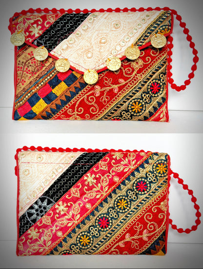 Boho Ethnic Patchwork Clutches: Colorful Vintage Vibes - Femantraa