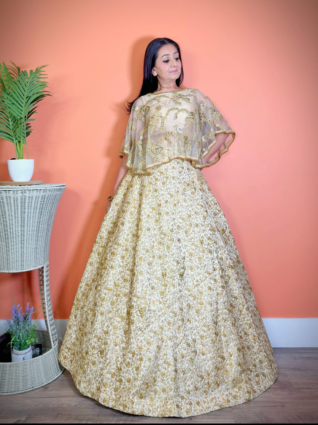 Elegant embroidered lehenga cape co-ord set - Femantraa