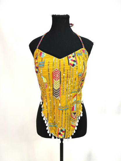 Ravishing Mustard Coordinated backless palazzo set - Femantraa