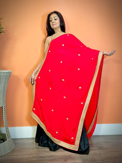 Pure Georgette Zari Border Dupatta - Femantraa