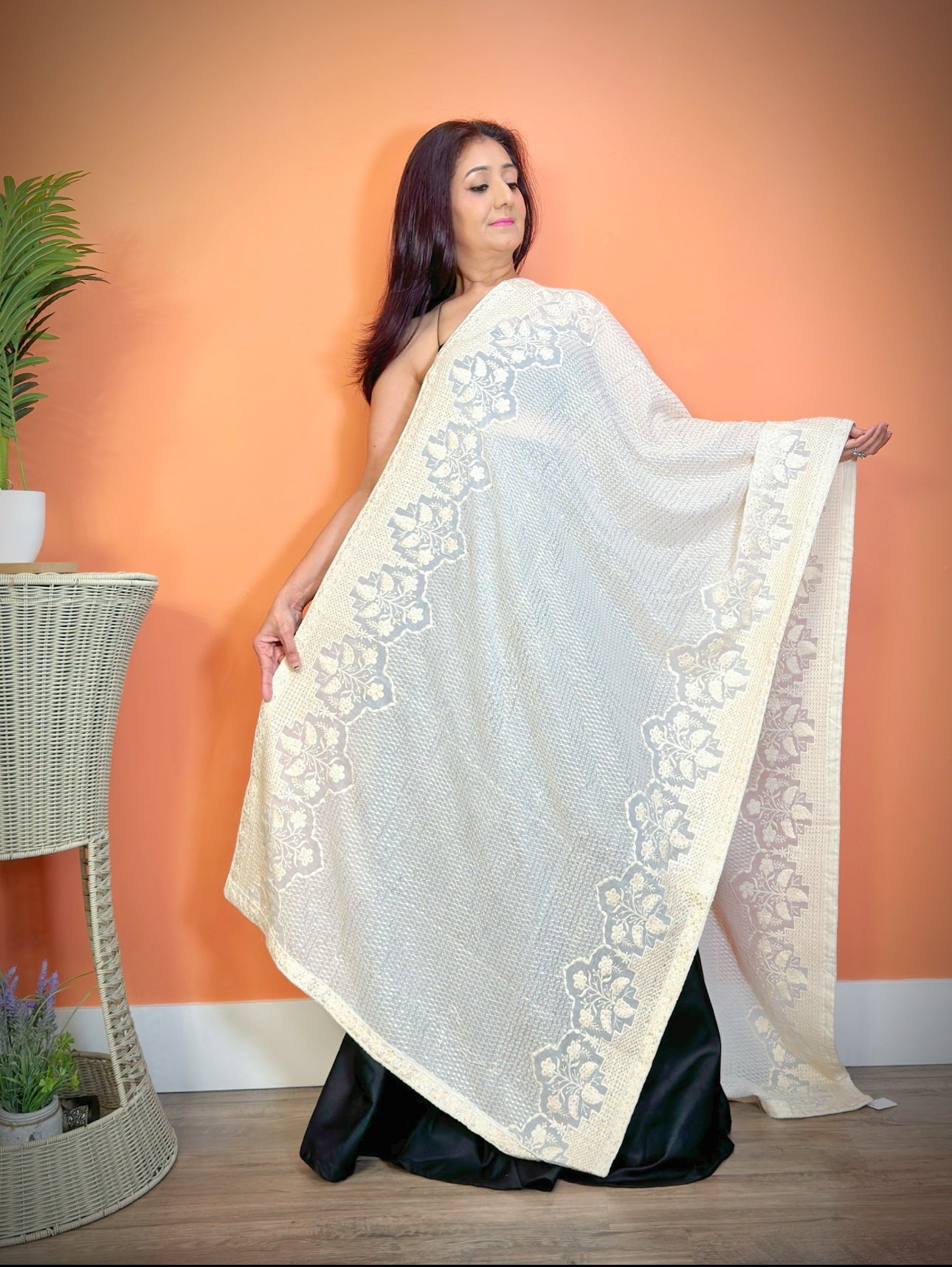 Exquisite Georgette Lucknowi Chikankari Zari Dupatta - Femantraa