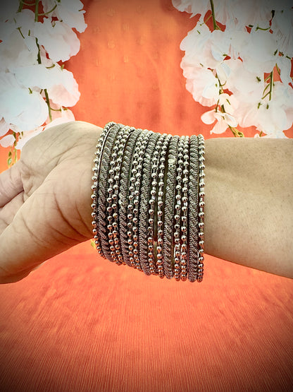 Artistic Oxidized Silver Bangle sets - Femantraa