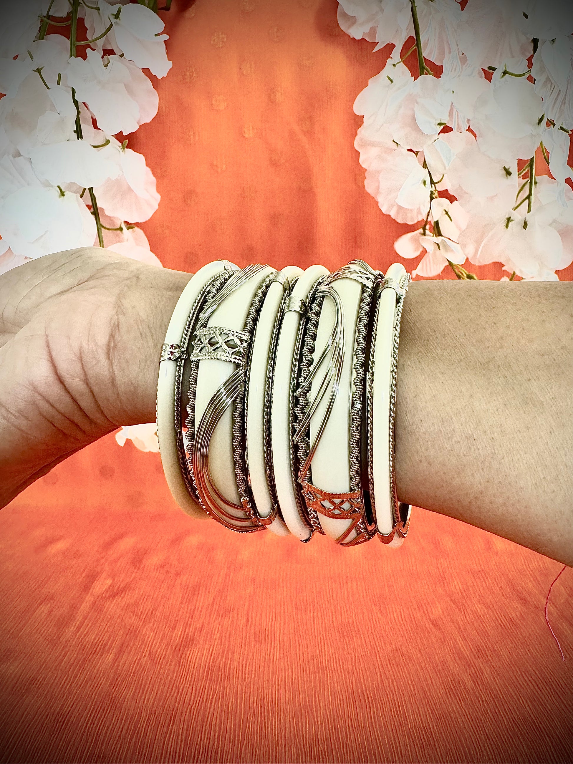 Artistic Oxidized Silver Bangle sets - Femantraa