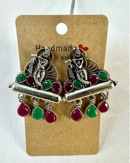 Boho Oxidized Indian Deity Ethnic Earrings: Vintage Charm - Femantraa