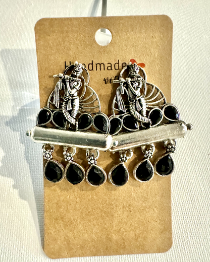 Boho Oxidized Indian Deity Ethnic Earrings: Vintage Charm - Femantraa