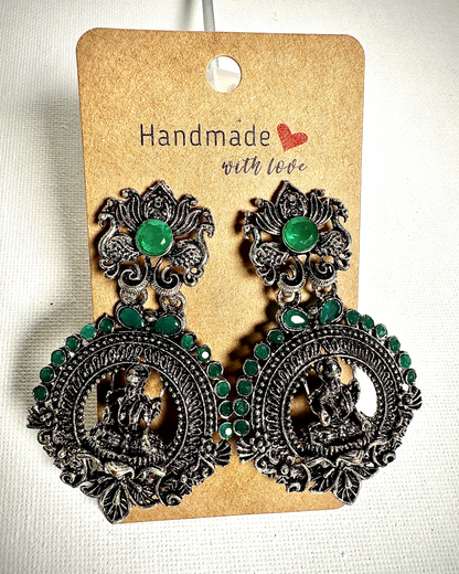 Boho Oxidized Indian Deity Ethnic Earrings: Vintage Charm - Femantraa