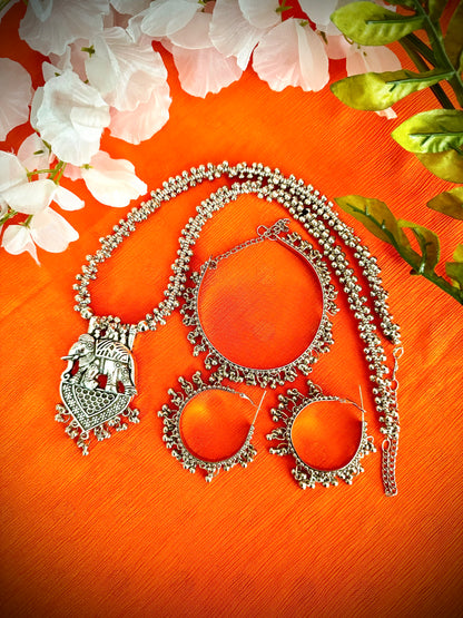 Artistic Oxidized Long Bell adorned Necklace sets - Femantraa