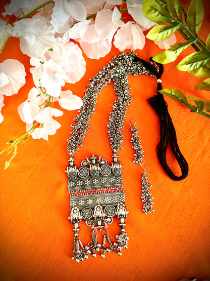 Artistic Oxidized Long Bell adorned Necklace sets - Femantraa