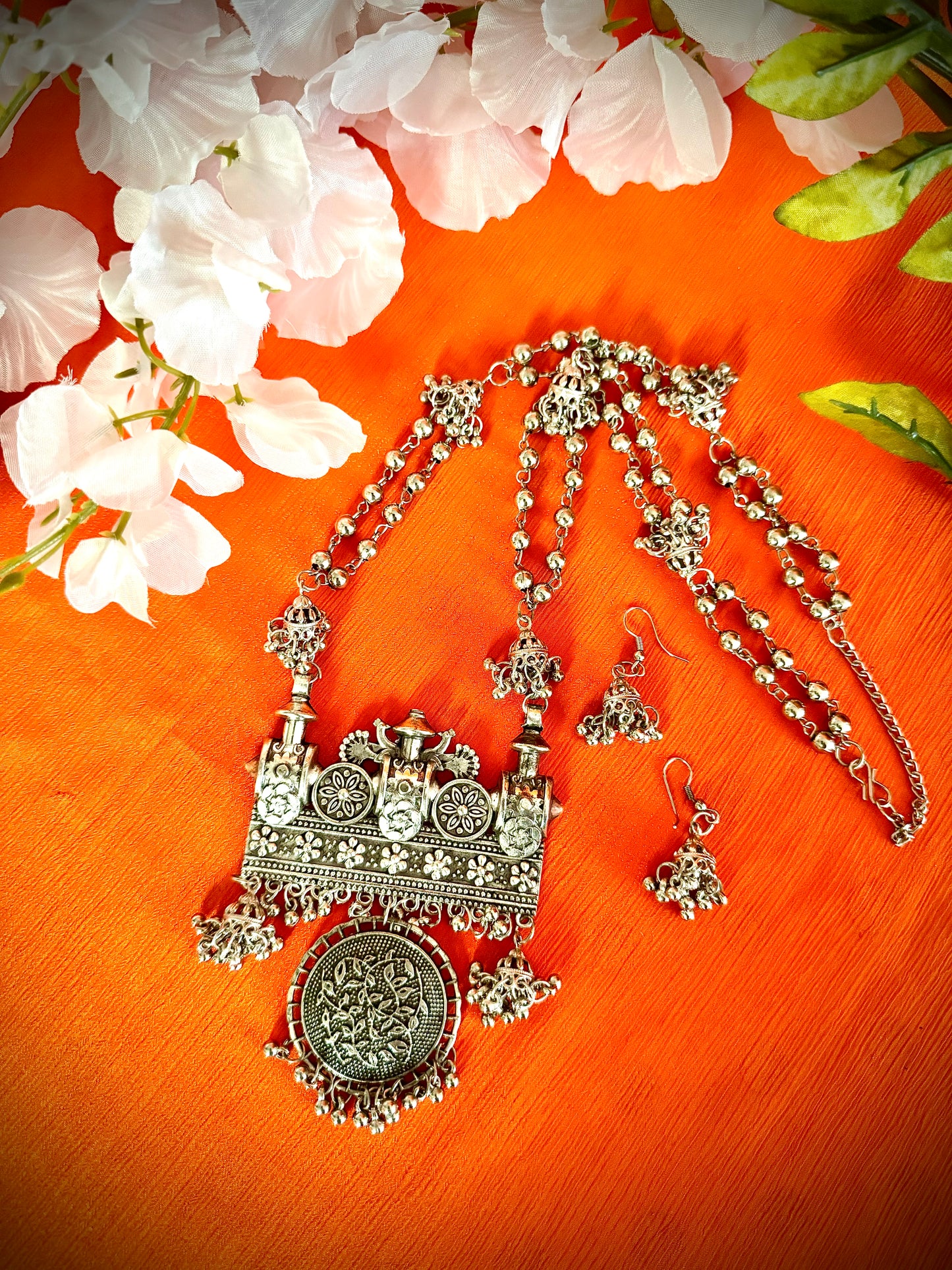 Artistic Oxidized Long Bell adorned Necklace sets - Femantraa