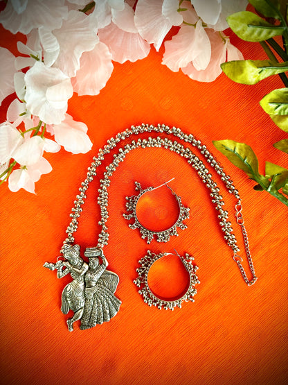 Artistic Oxidized Long Krishna Necklace sets - Femantraa