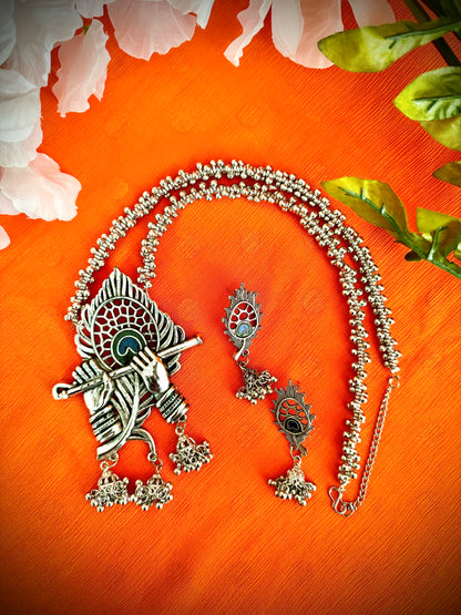 Artistic Oxidized Long Krishna Necklace sets - Femantraa