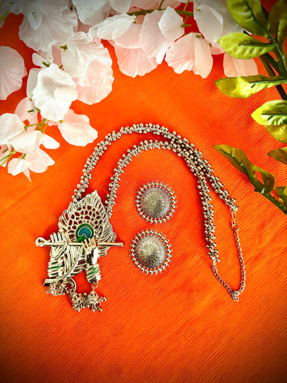 Artistic Oxidized Long Krishna Necklace sets - Femantraa