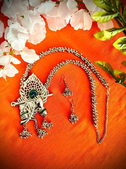 Artistic Oxidized Long Krishna Necklace sets - Femantraa