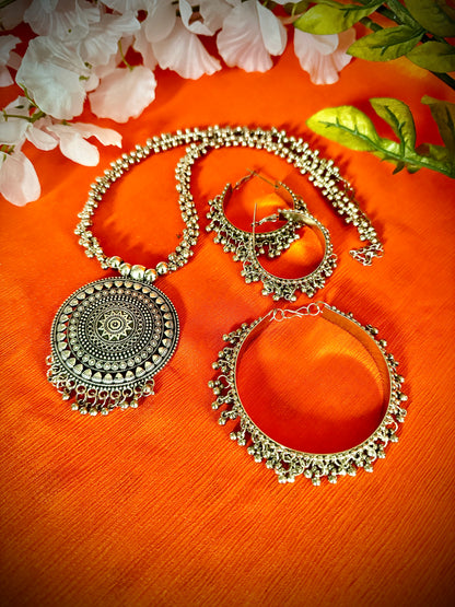 Artistic Oxidized Long Mandela Necklace sets - Femantraa