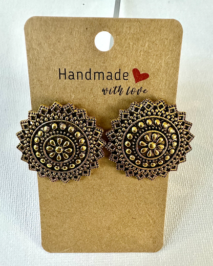 Boho Artistic Oxidized Stud Earrings - Femantraa