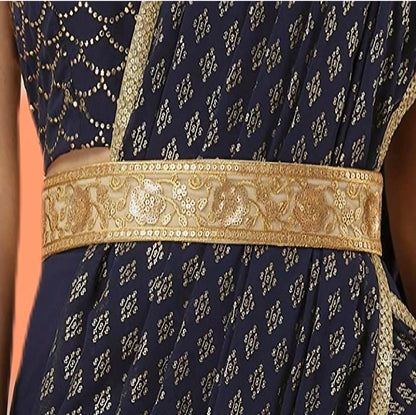 Handmade sequin tie-on golden work zari belt - Femantraa