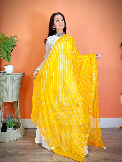 Leheriya Tie-Dye Dupatta: Timeless Beauty - Femantraa