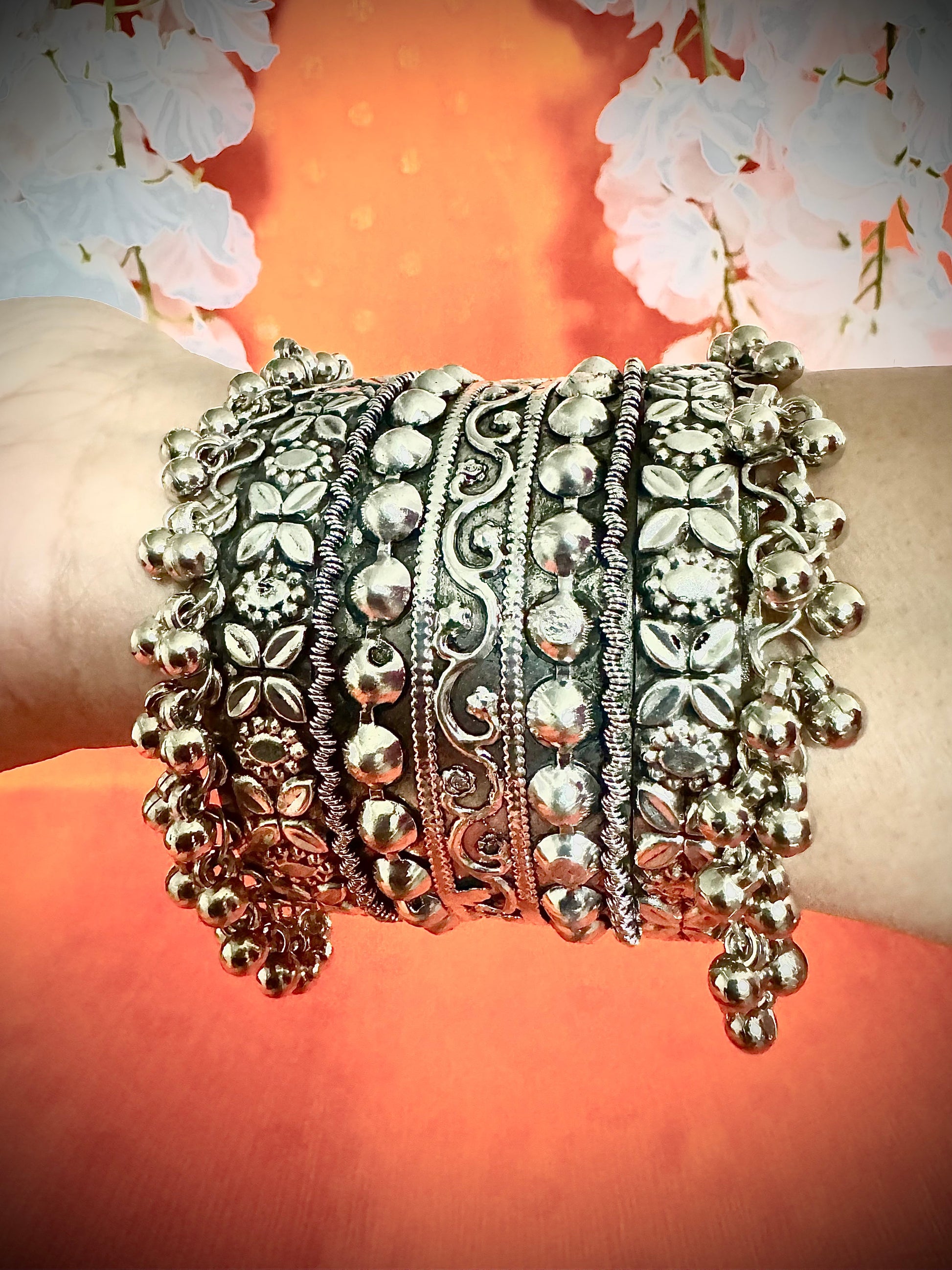 Oxidized Artistic adjustable Cuff style bracelets - Femantraa